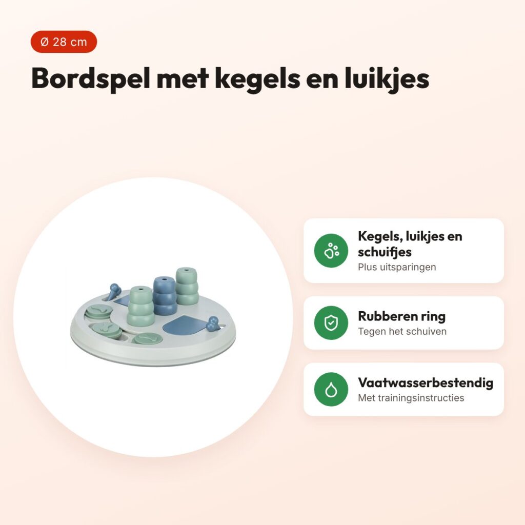 Trixie honden bordspel Flip kunststof 28 cm – intelligentiespel – voordelen