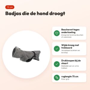 Trixie hondenbadjas badstof grijs 75 cm – beschermt tegen onderkoeling – voordelen