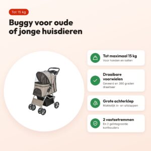 Trixie hondenbuggy taupe – voor honden en katten tot 15 kg – voordelen