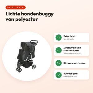 Trixie hondenbuggy zwart 80 x 47 x 100 cm – lichtgewicht, polyester – voordelen
