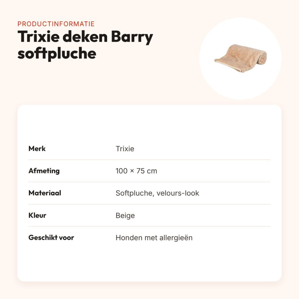 Trixie hondendeken Barry softpluche beige 100 x 75 cm – velours-look – productinformatie