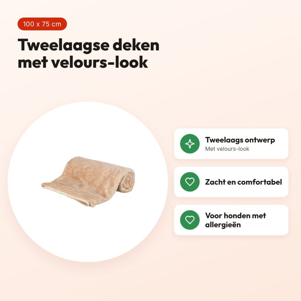 Trixie hondendeken Barry softpluche beige 100 x 75 cm – velours-look – voordelen
