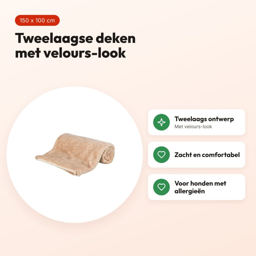 Trixie hondendeken Barry softpluche beige 150 x 100 cm – velours-look – voordelen