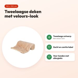 Trixie hondendeken Barry softpluche beige 150 x 100 cm – velours-look – voordelen