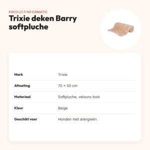 Trixie hondendeken Barry softpluche beige 70 x 50 cm – velours-look – productinformatie
