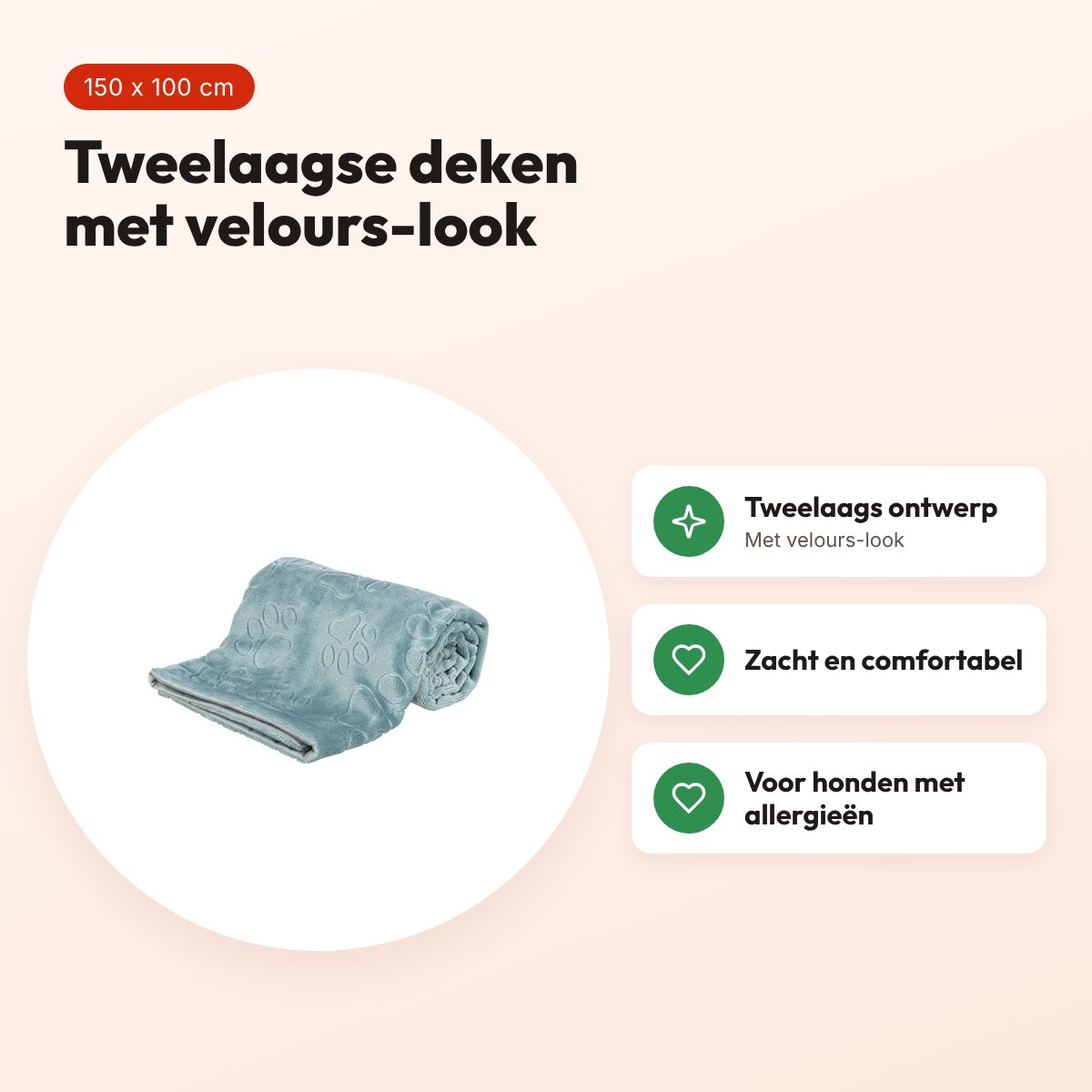 Trixie hondendeken Barry softpluche blauw/grijs 150 x 100 cm – voordelen