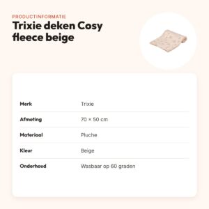 Trixie hondendeken Cosy fleece beige 70 x 50 cm – wasbaar op 60 °C – productinformatie