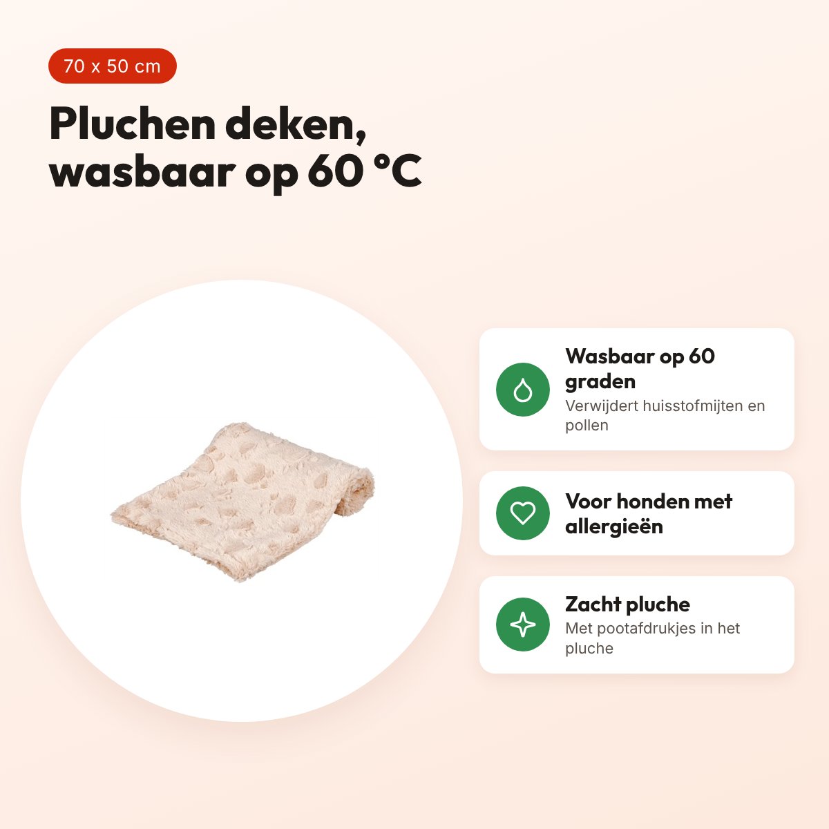 Trixie hondendeken Cosy fleece beige 70 x 50 cm – wasbaar op 60 °C – voordelen