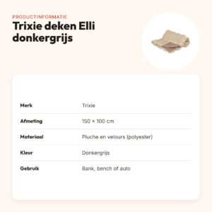 Trixie hondendeken Elli donkergrijs 150 x 100 cm – pluche en velours – productinformatie