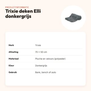 Trixie hondendeken Elli donkergrijs 70 x 50 cm – pluche en velours – productinformatie
