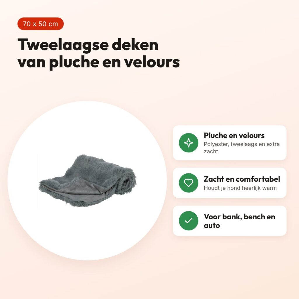 Trixie hondendeken Elli donkergrijs 70 x 50 cm – pluche en velours – voordelen