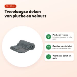 Trixie hondendeken Elli donkergrijs 70 x 50 cm – pluche en velours – voordelen