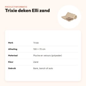 Trixie hondendeken Elli zand 100 x 70 cm – pluche en velours – productinformatie
