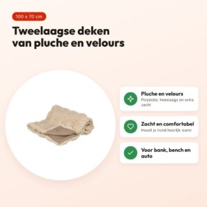 Trixie hondendeken Elli zand 100 x 70 cm – pluche en velours – voordelen