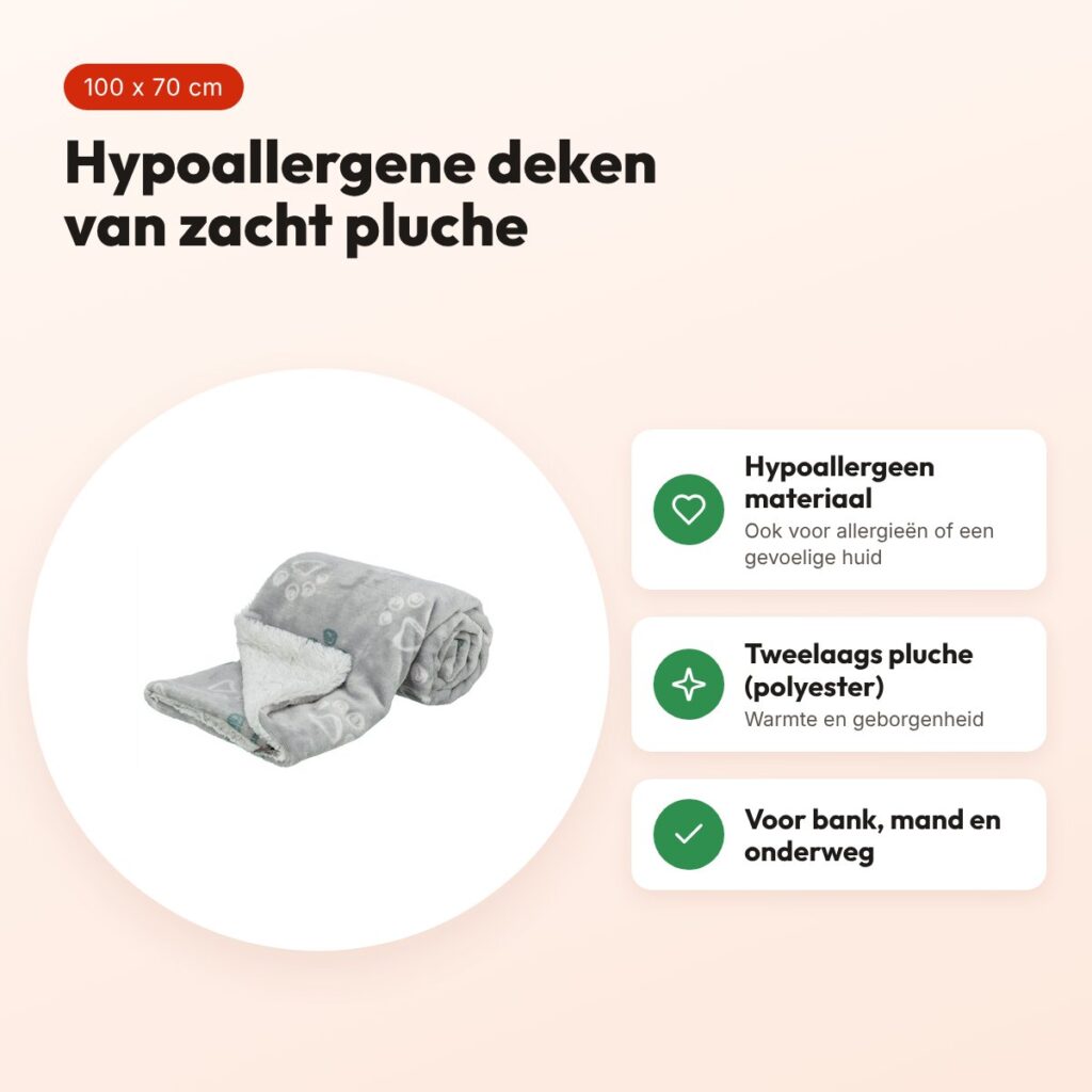 Trixie hondendeken Jimmy Soft lichtgrijs 100 x 70 cm – hypoallergeen – voordelen
