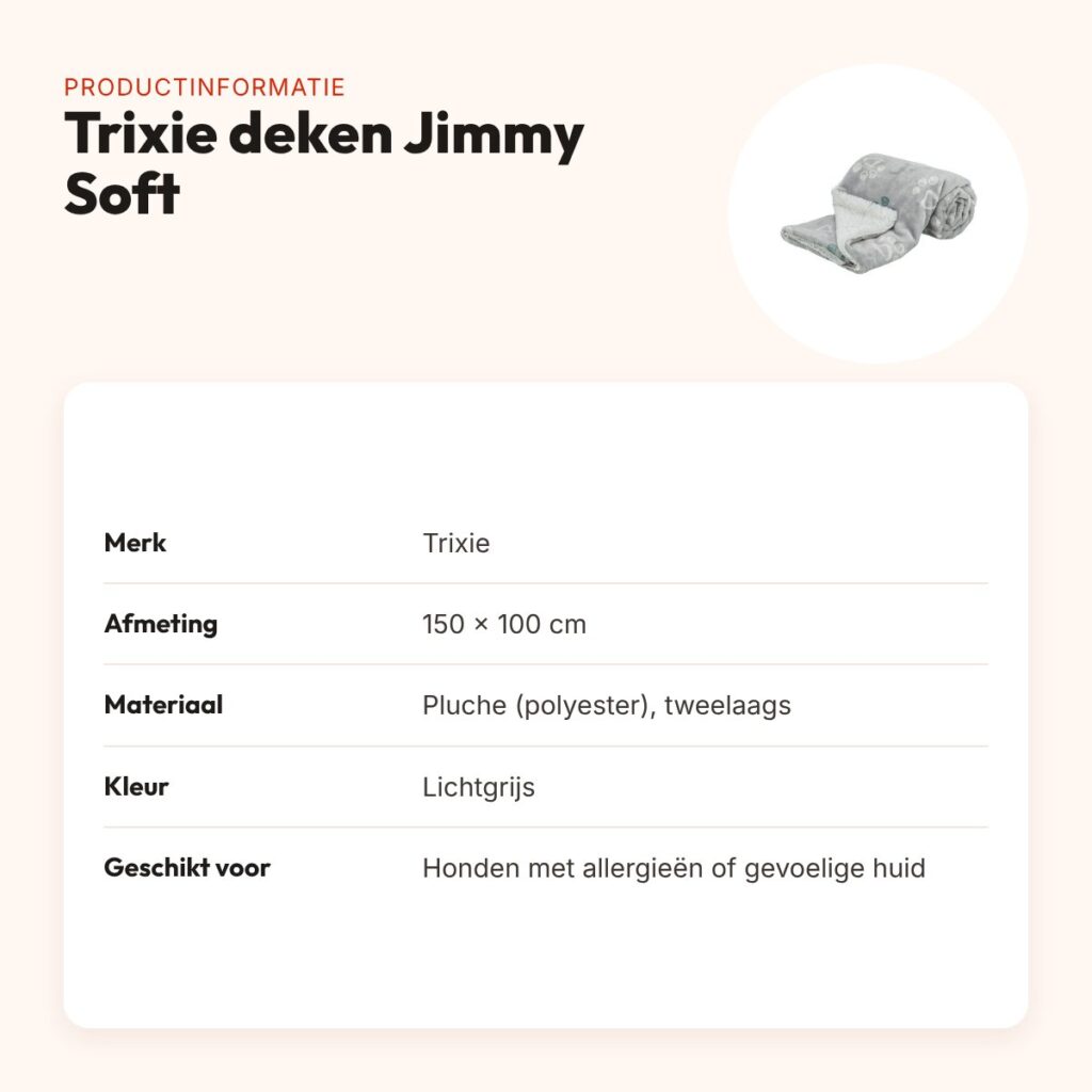 Trixie hondendeken Jimmy Soft lichtgrijs 150 x 100 cm – hypoallergeen – productinformatie