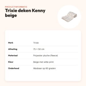 Trixie hondendeken Kenny beige 75 x 50 cm – fleece met bot- en pootprint – productinformatie