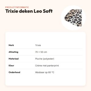 Trixie hondendeken Leo Soft crème met panterprint 70 x 50 cm – pluche – productinformatie
