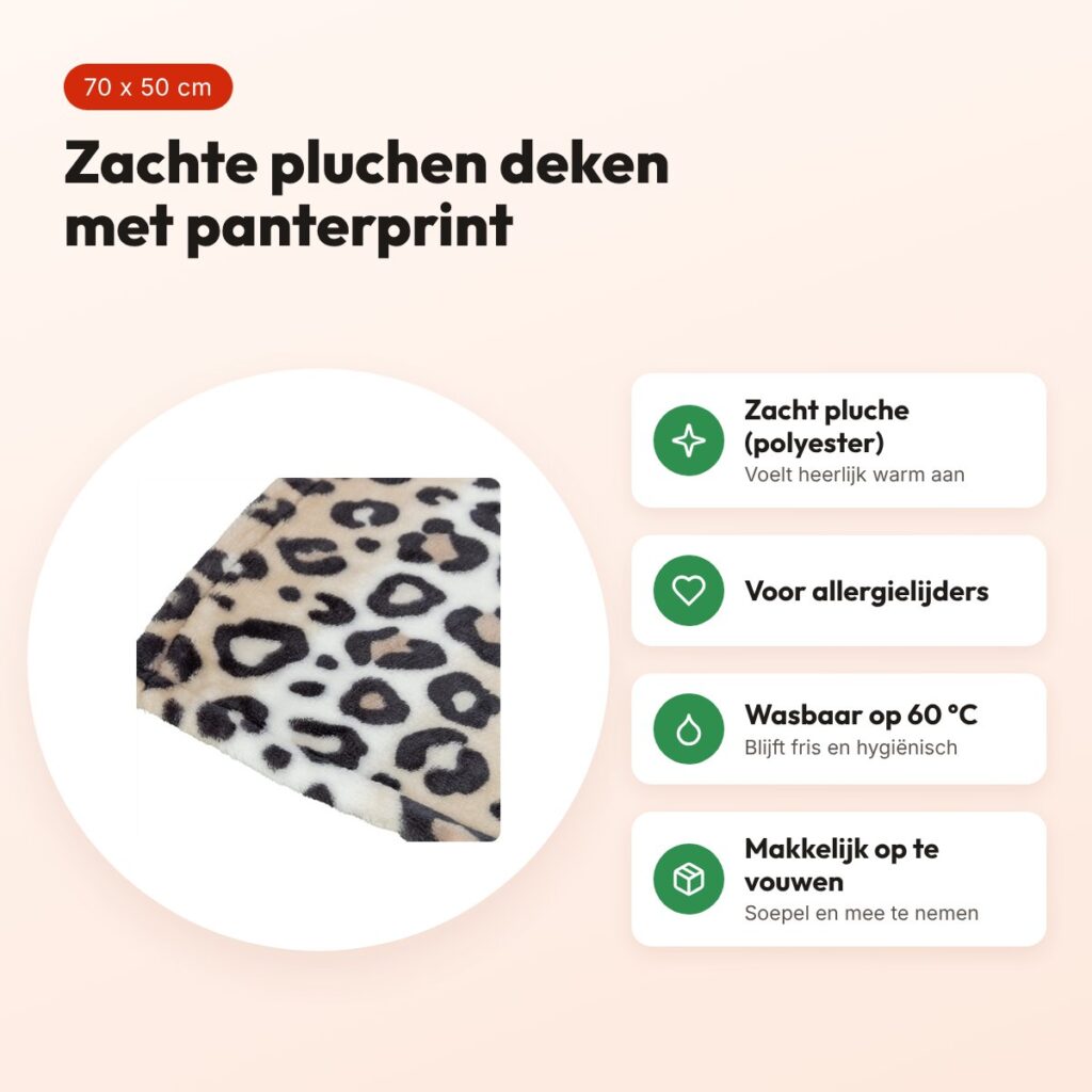 Trixie hondendeken Leo Soft crème met panterprint 70 x 50 cm – pluche – voordelen