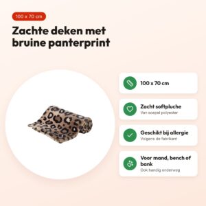 Trixie hondendeken Leo softpluche panterprint bruin 100 x 70 cm – voordelen