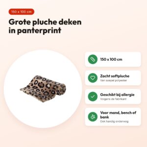 Trixie hondendeken Leo softpluche panterprint bruin 150 x 100 cm – voordelen