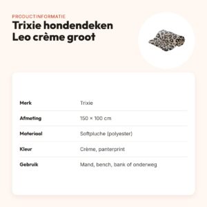 Trixie hondendeken Leo softpluche panterprint crème 150 x 100 cm – productinformatie