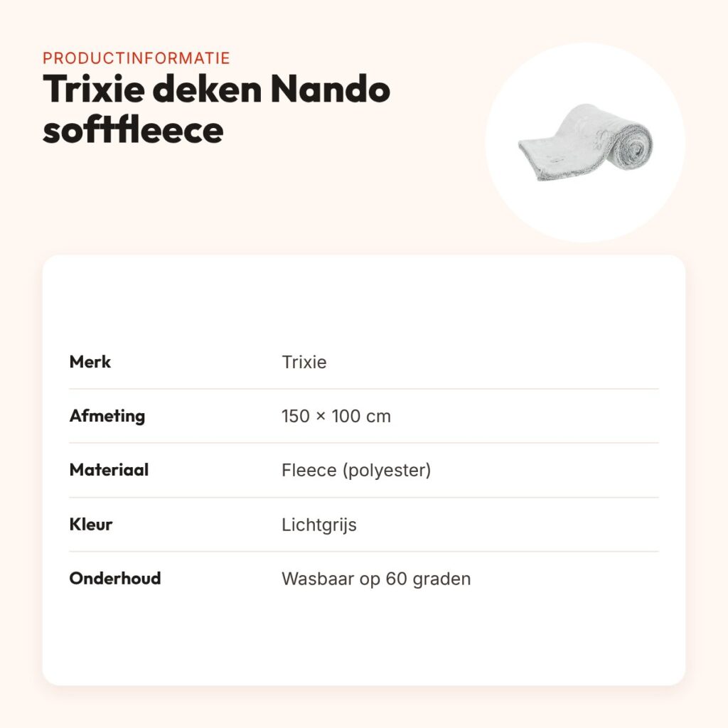 Trixie hondendeken Nando softfleece lichtgrijs 150 x 100 cm – productinformatie