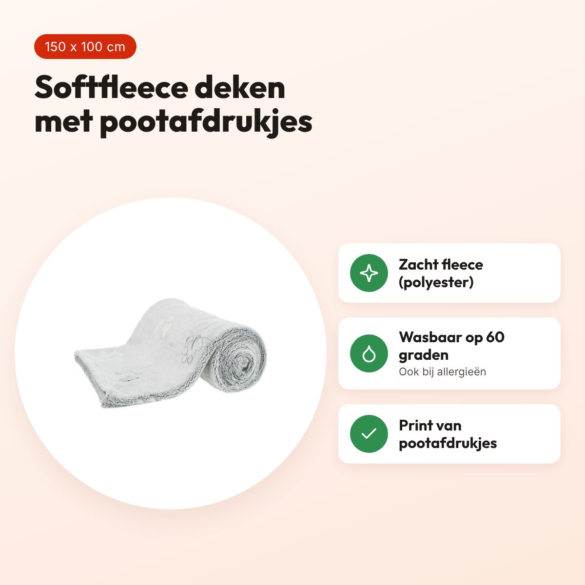 Trixie hondendeken Nando softfleece lichtgrijs 150 x 100 cm – voordelen