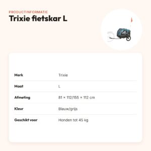 Trixie hondenfietskar blauw/grijs L – voor honden tot 45 kg – productinformatie