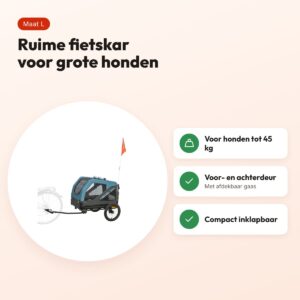 Trixie hondenfietskar blauw/grijs L – voor honden tot 45 kg – voordelen