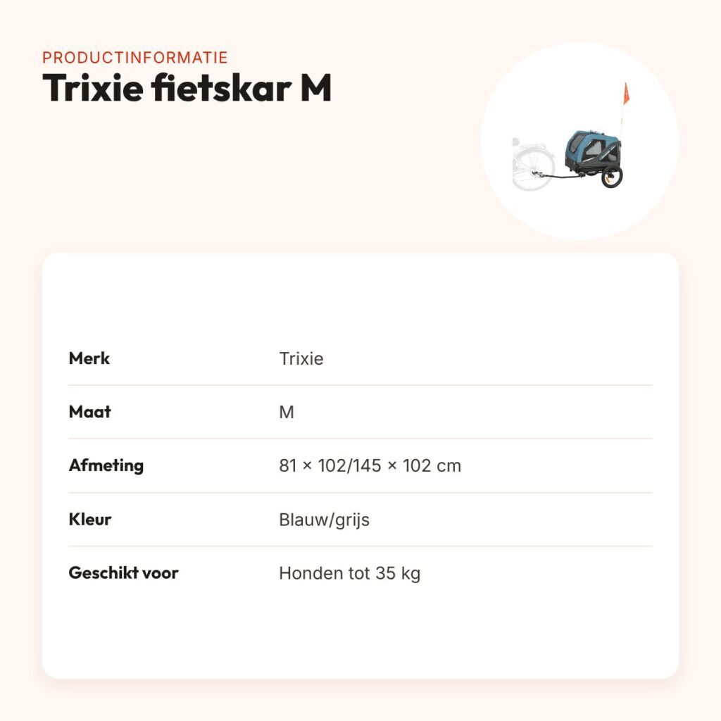 Trixie hondenfietskar blauw/grijs M – voor honden tot 35 kg – productinformatie