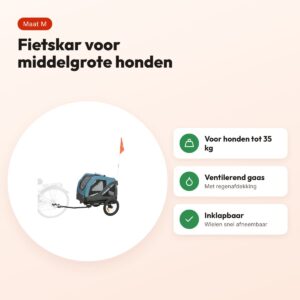 Trixie hondenfietskar blauw/grijs M – voor honden tot 35 kg – voordelen