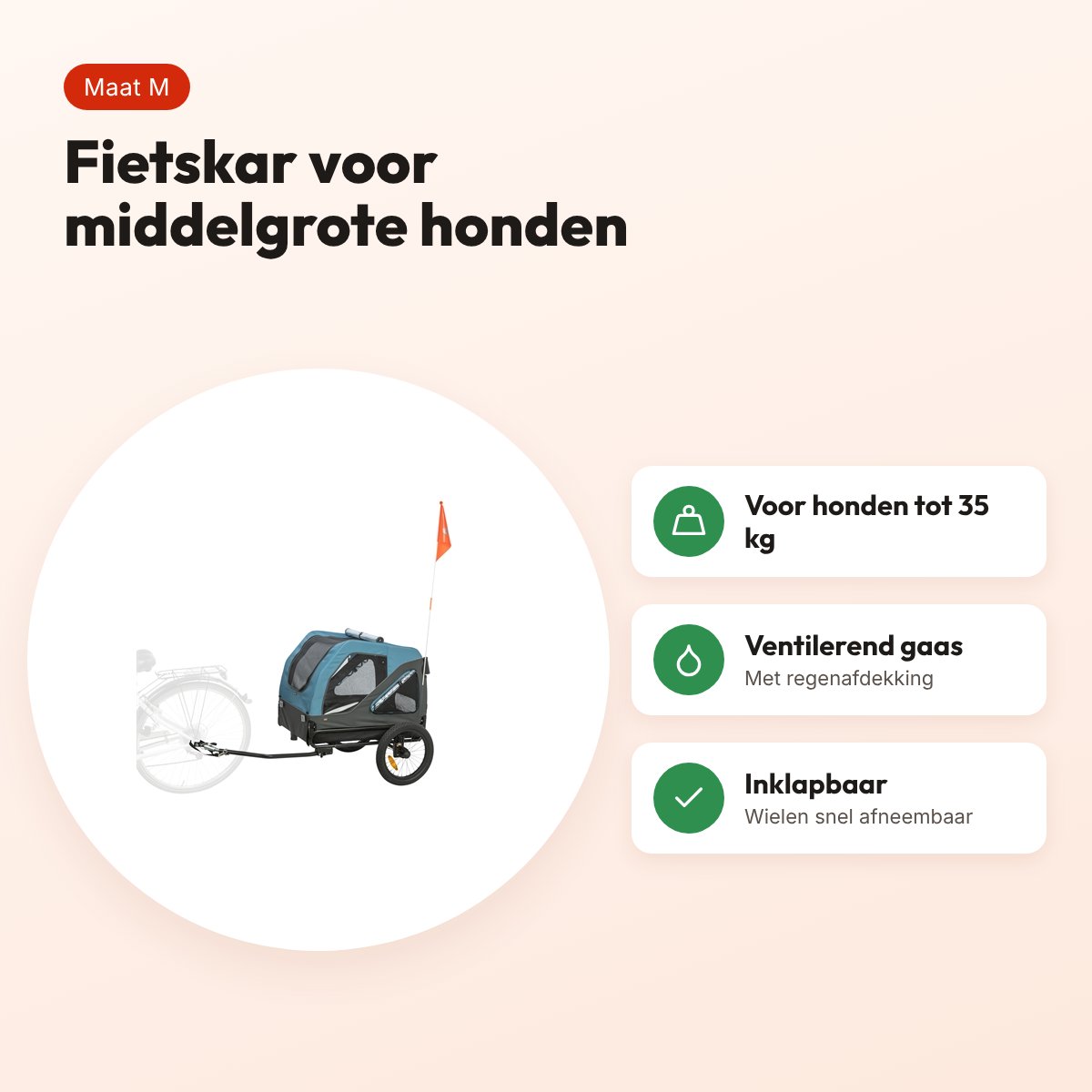 Trixie hondenfietskar blauw/grijs M – voor honden tot 35 kg – voordelen
