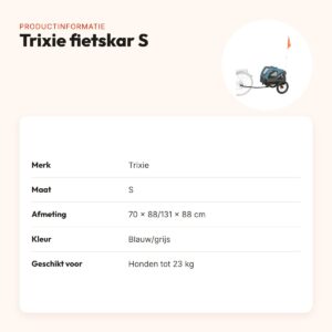 Trixie hondenfietskar blauw/grijs S – voor honden tot 23 kg – productinformatie