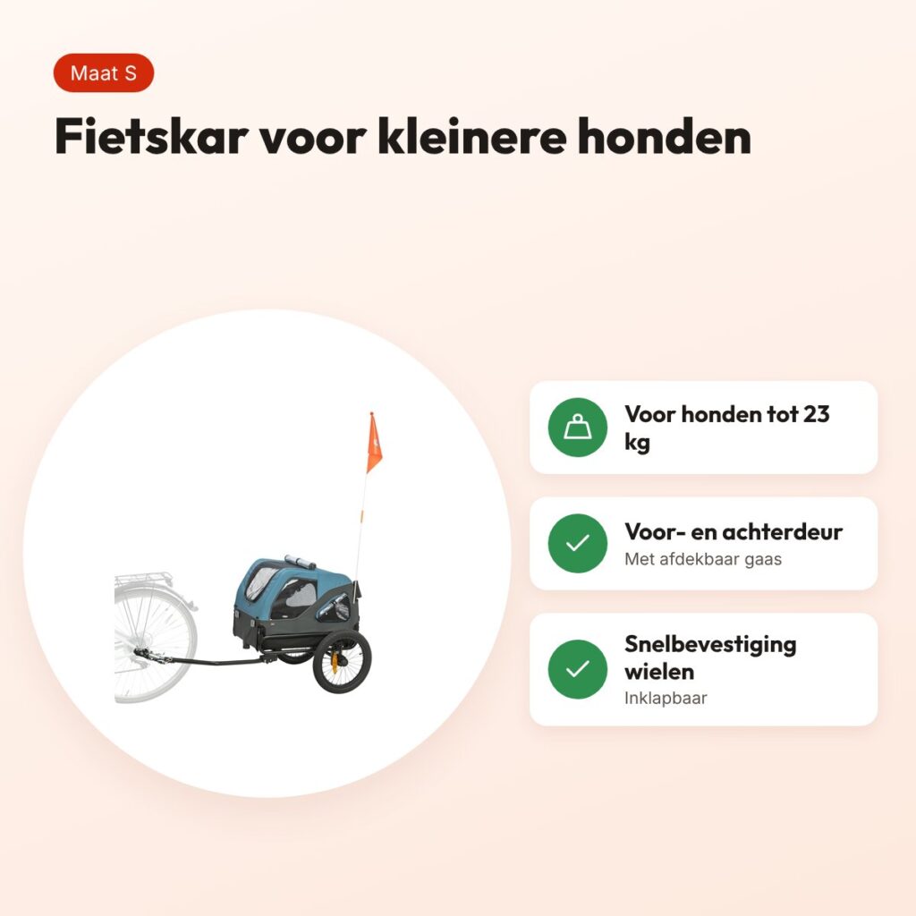 Trixie hondenfietskar blauw/grijs S – voor honden tot 23 kg – voordelen