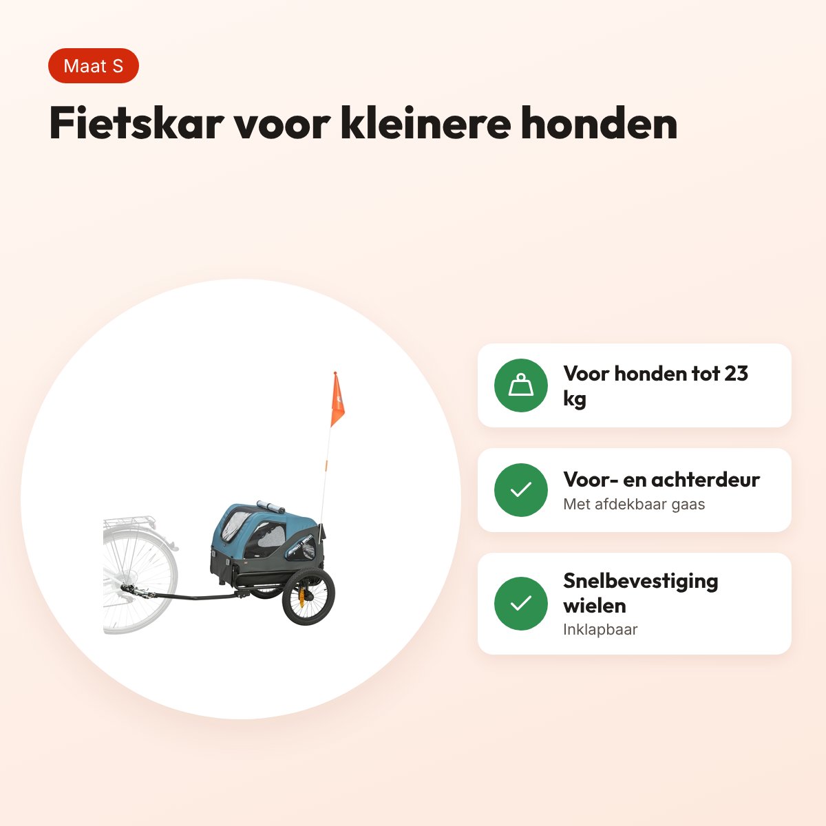 Trixie hondenfietskar blauw/grijs S – voor honden tot 23 kg – voordelen