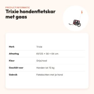 Trixie hondenfietskar grijs/rood 61/125 x 56 x 64 cm – met gaasvensters – productinformatie