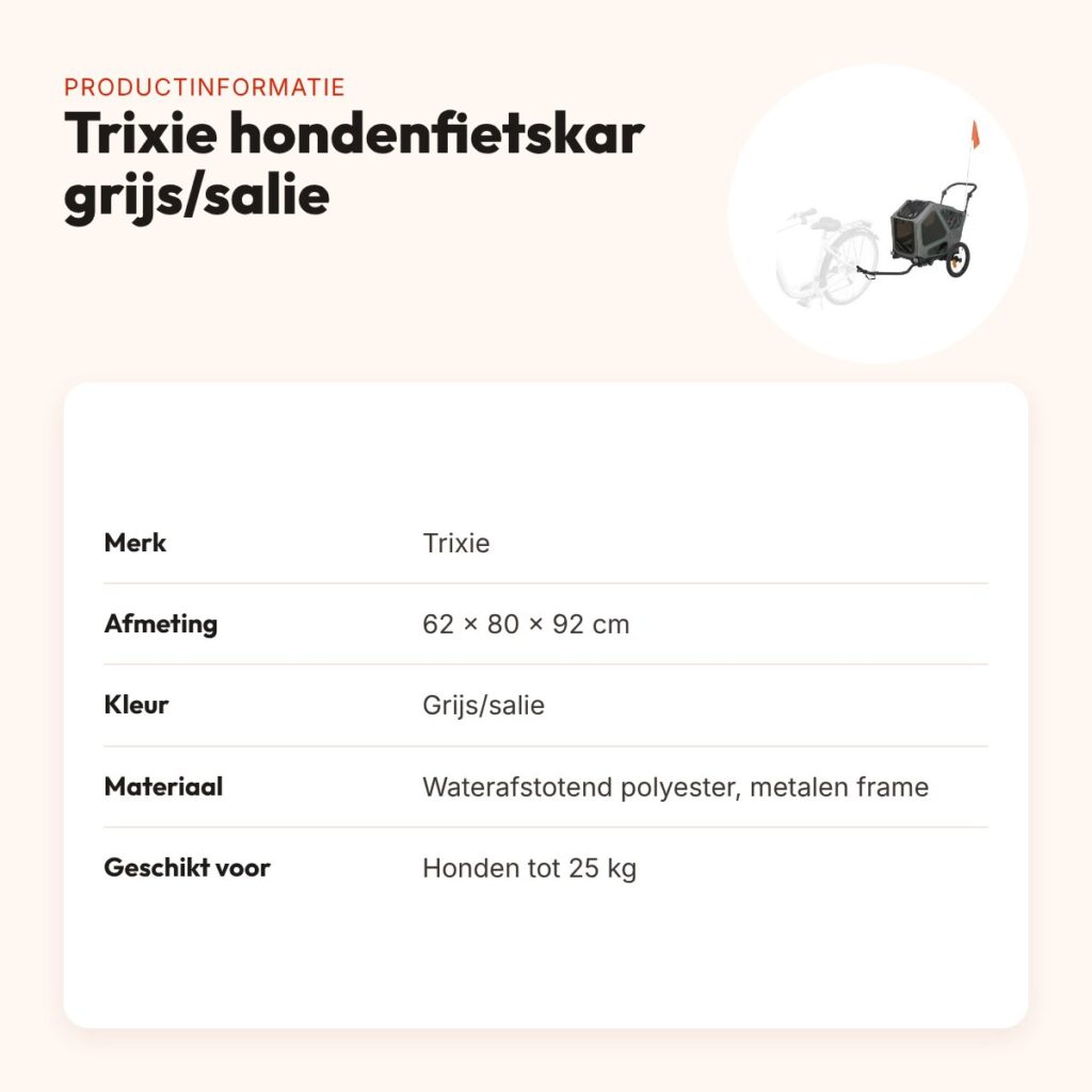 Trixie hondenfietskar grijs/salie 62 x 80 x 92 cm – tot 25 kg – productinformatie