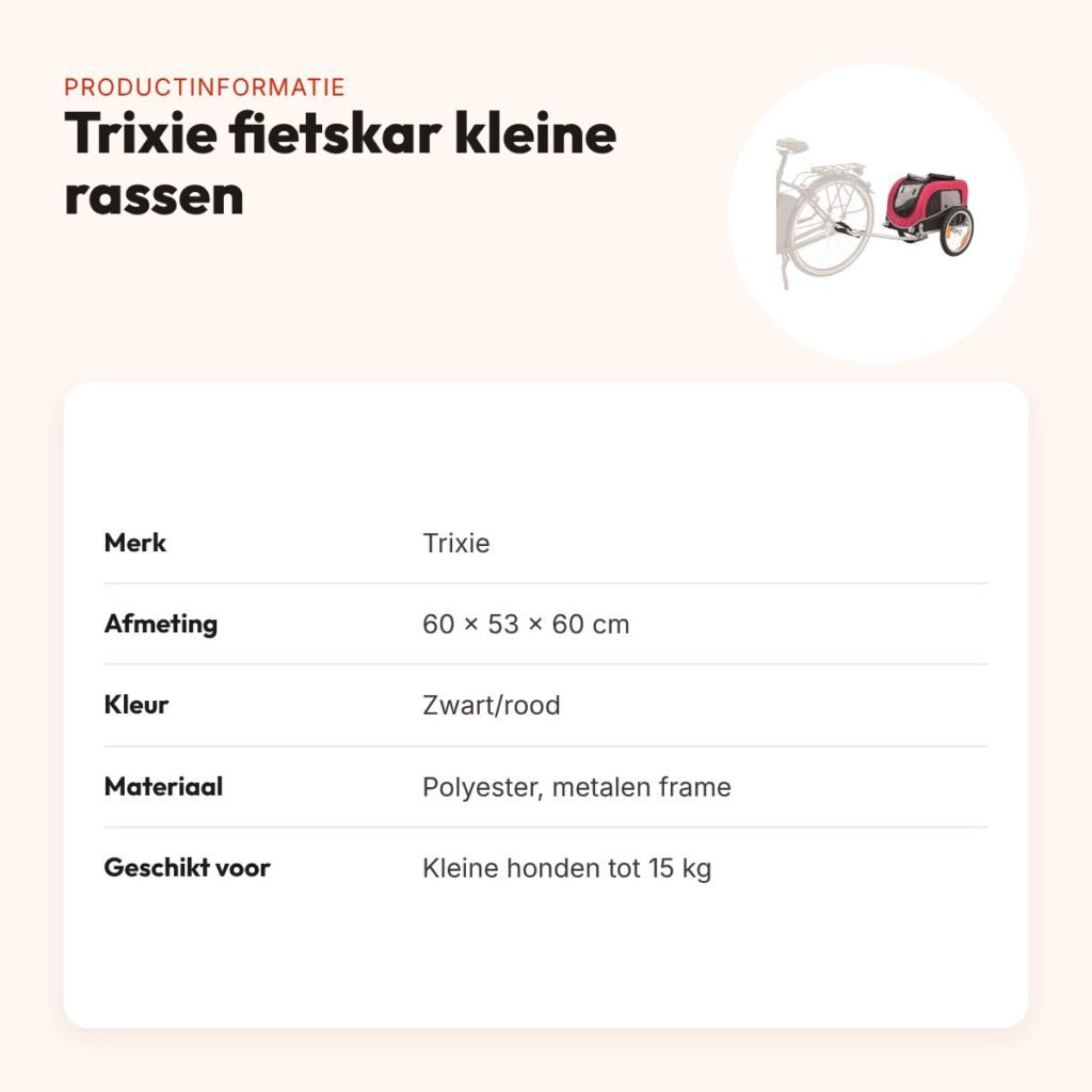 Trixie hondenfietskar kleine rassen zwart/rood 60 x 53 x 60 cm – tot 15 kg – productinformatie