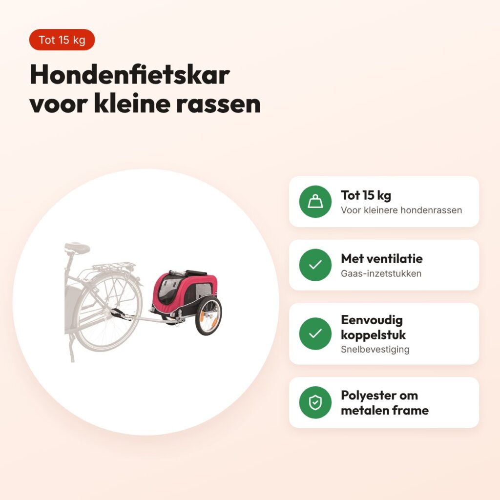 Trixie hondenfietskar kleine rassen zwart/rood 60 x 53 x 60 cm – tot 15 kg – voordelen