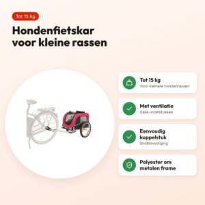 Trixie hondenfietskar kleine rassen zwart/rood 60 x 53 x 60 cm – tot 15 kg – voordelen