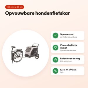 Trixie hondenfietskar opvouwbaar grijs 103 x 74 x 95 cm – voordelen