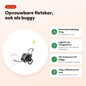 Trixie hondenfietskar opvouwbaar grijs 74 x 58 x 93 cm – tot 15 kg – voordelen