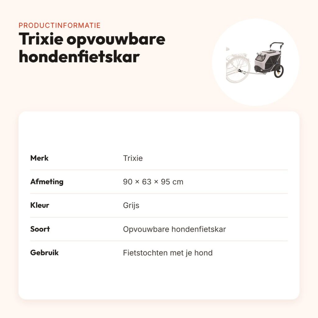 Trixie hondenfietskar opvouwbaar grijs 90 x 63 x 95 cm – productinformatie