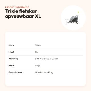 Trixie hondenfietskar opvouwbaar XL grijs – tot 45 kg, snelvouwfunctie – productinformatie
