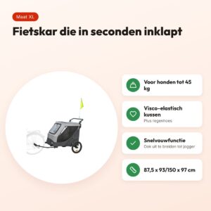 Trixie hondenfietskar opvouwbaar XL grijs – tot 45 kg, snelvouwfunctie – voordelen