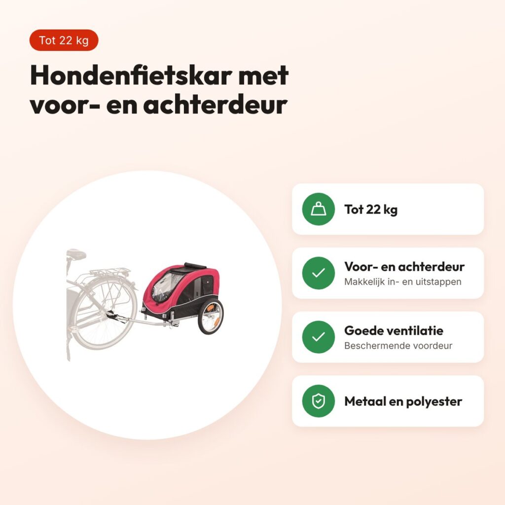 Trixie hondenfietskar zwart/rood 75 x 63 x 68 cm – tot 22 kg – voordelen
