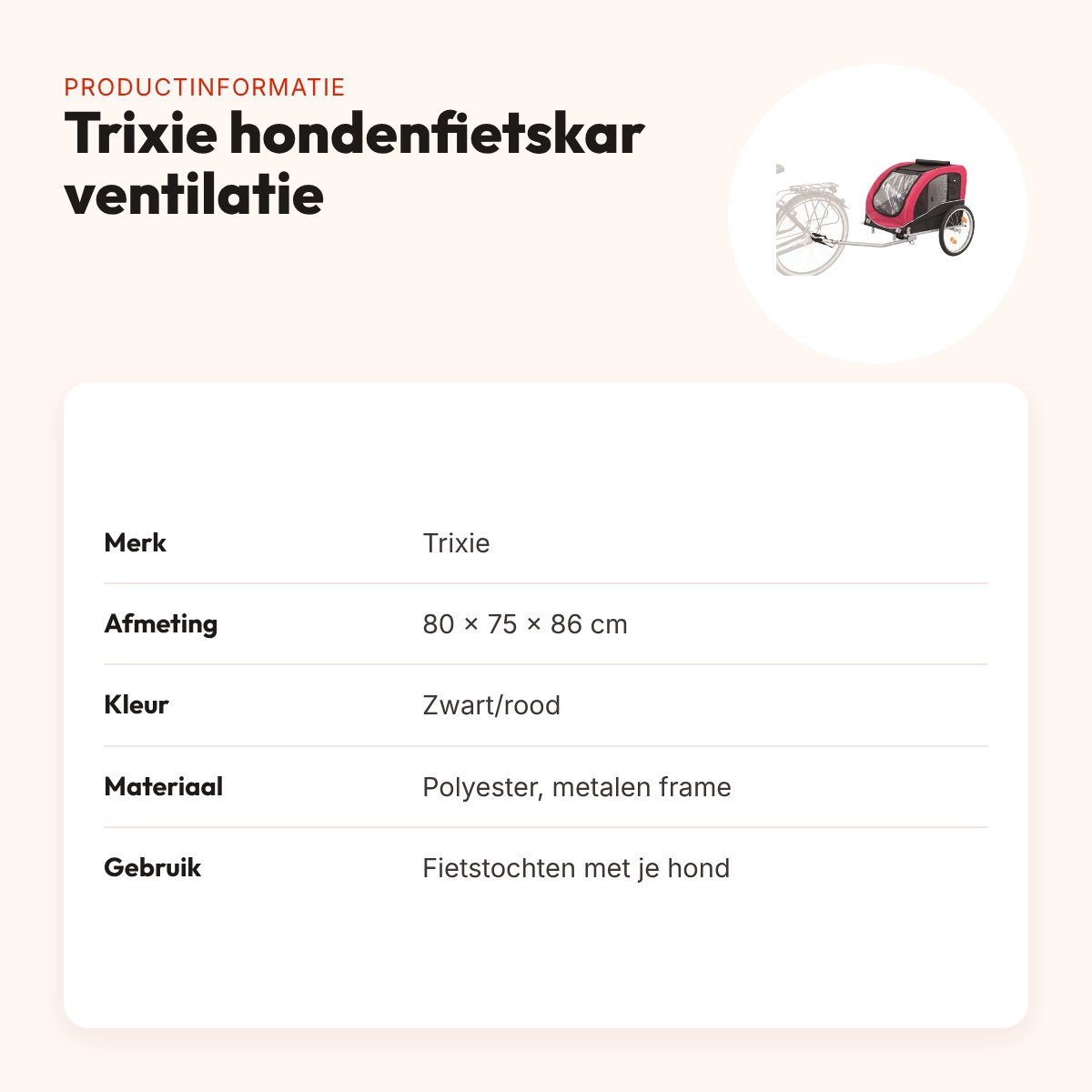 Trixie hondenfietskar zwart/rood 80 x 75 x 86 cm – met ventilatie – productinformatie