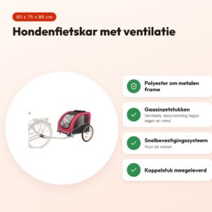 Trixie hondenfietskar zwart/rood 80 x 75 x 86 cm – met ventilatie – voordelen