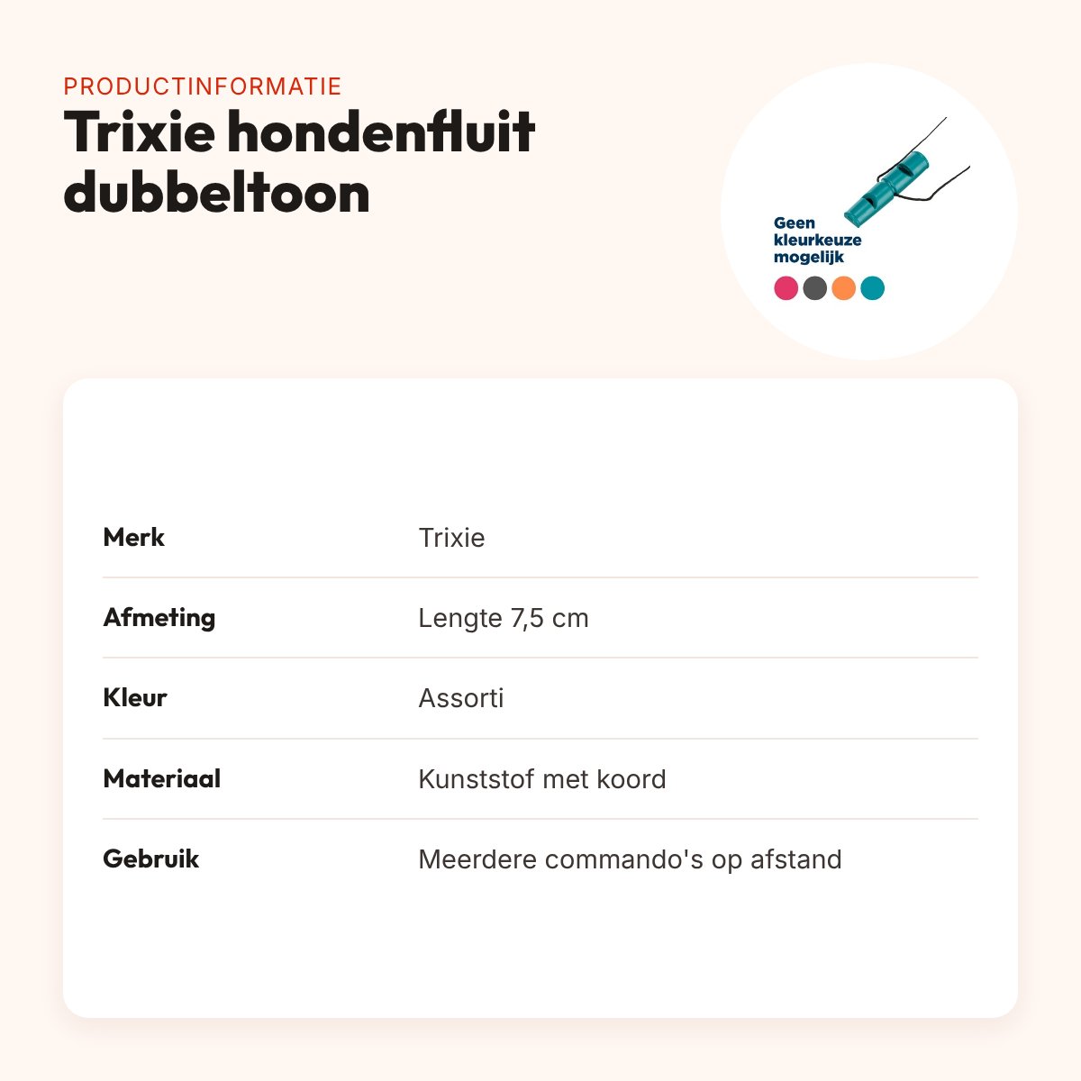 Trixie hondenfluit dubbeltoon kunststof 7,5 cm assorti – met koord – productinformatie